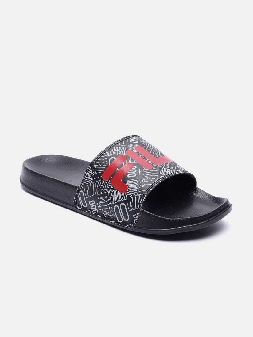 Fila black sliders sales