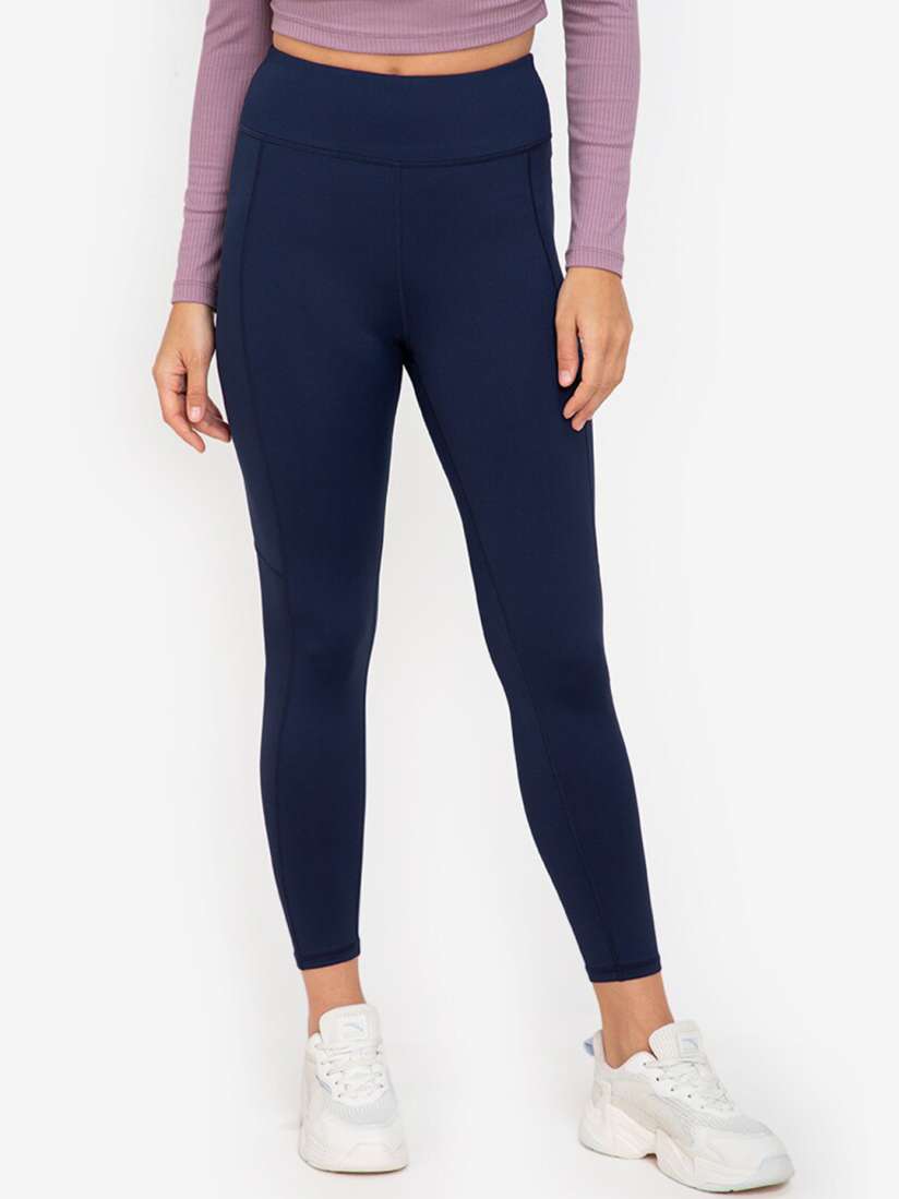 Buy ZALORA ACTIVE Women Navy Blue High Waist Full Length Tights Leggings for Women 16782594 Myntra