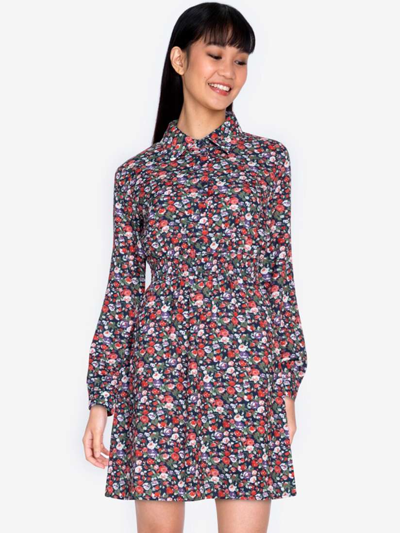Buy ZALORA BASICS Multicoloured Smocked Waist Shirt Dress Dresses for Women 16785198 Myntra