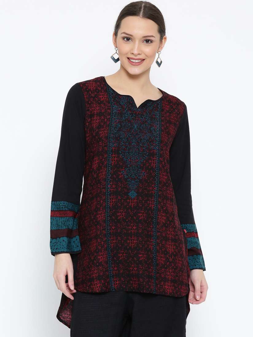 Buy Biba Red Black Printed High Low Kurti Kurtis for Women 1679032 Myntra