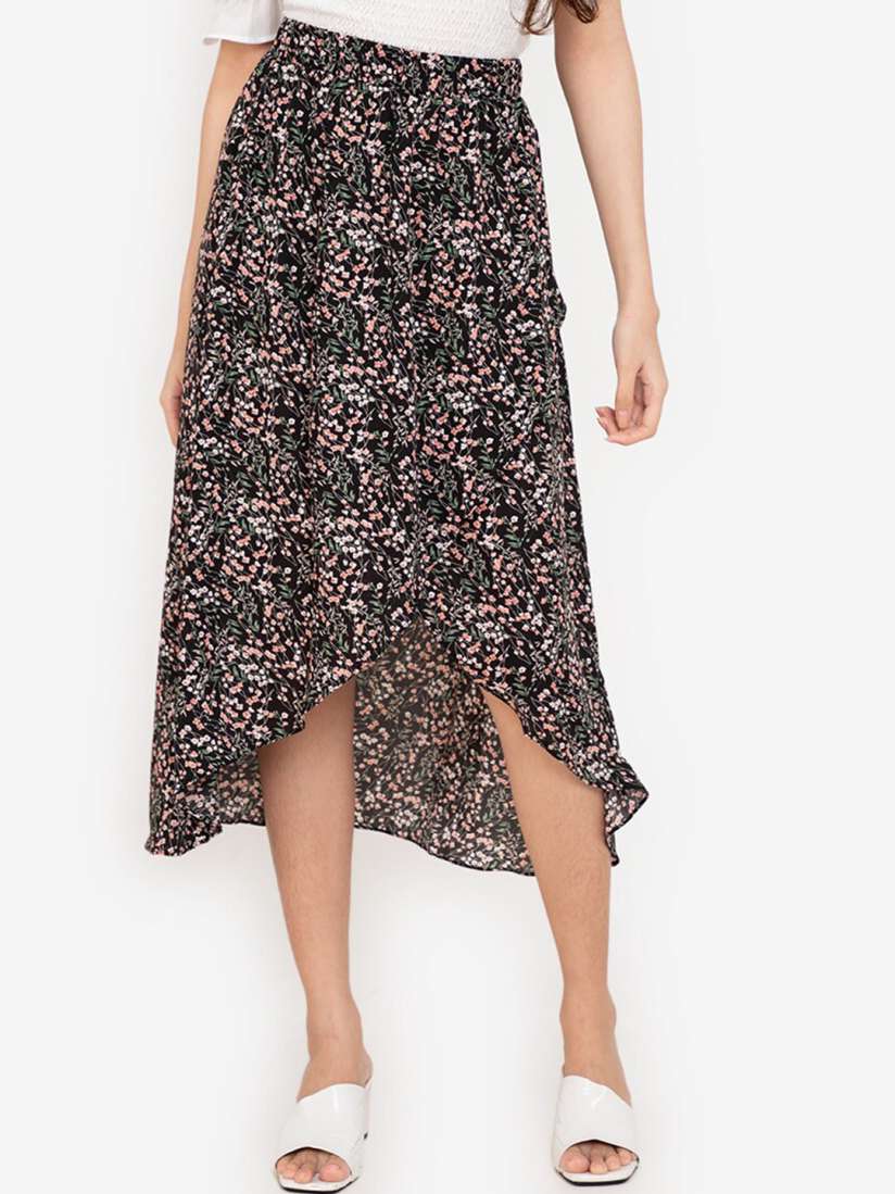 Buy ZALORA BASICS Women Black White Floral Wrap Skirt Skirts for Women 16790346 Myntra