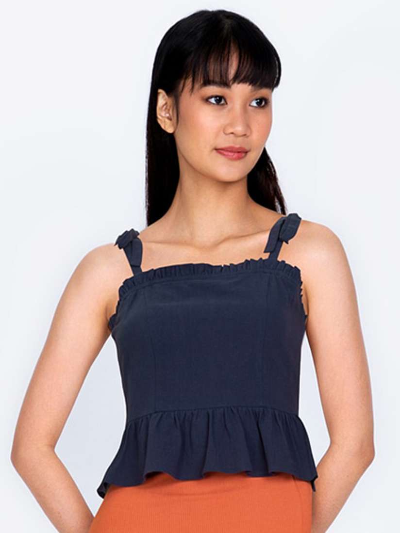 Buy ZALORA BASICS Navy Blue Ruffles Peplum Top Tops for Women 16792002 Myntra