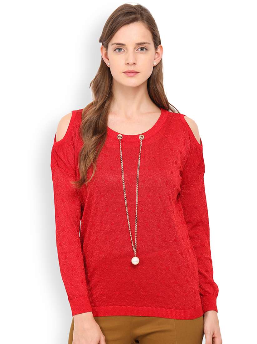 Buy Gipsy Women Red Cold Shoulder Sweater Sweaters for Women 1679253 Myntra