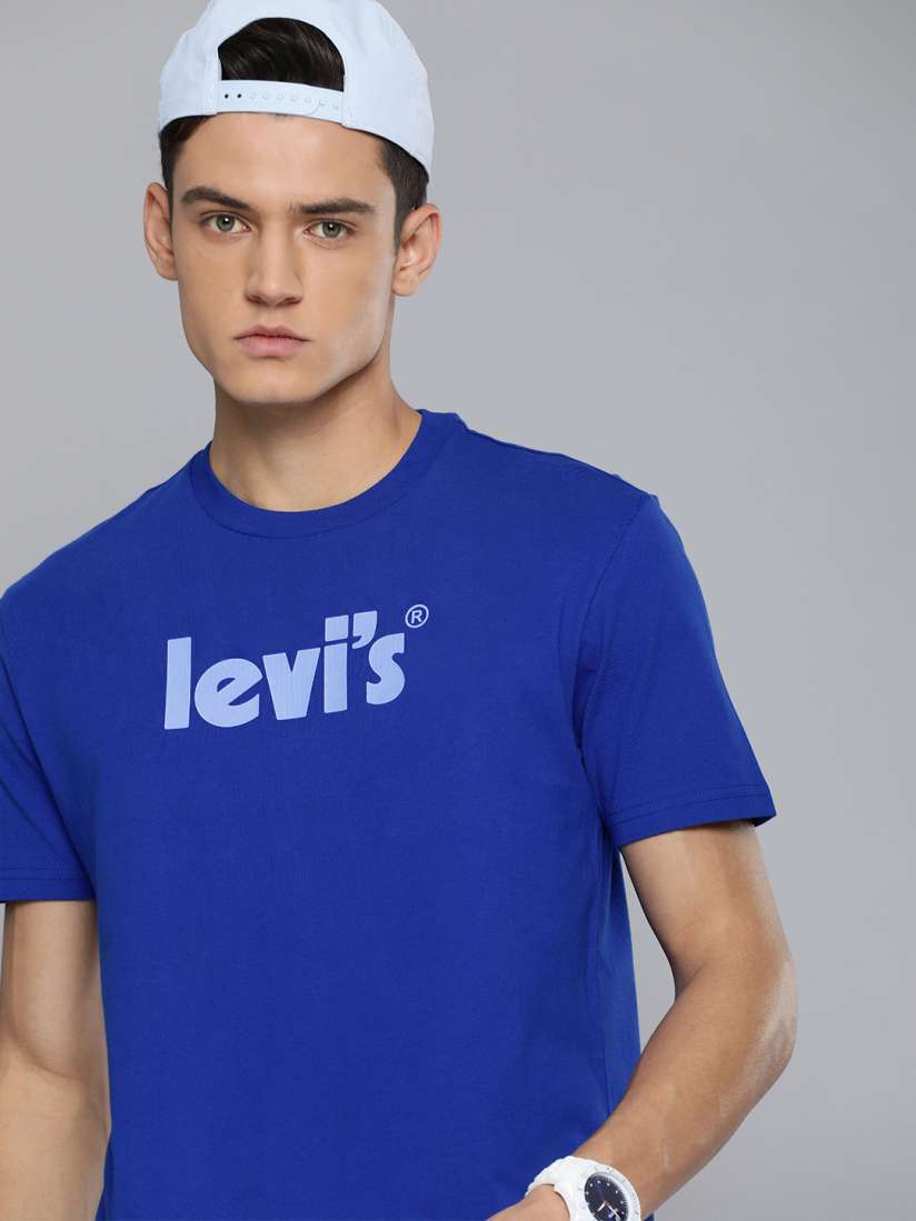 Buy Levis Men Blue Brand Logo Printed Pure Cotton T shirt Tshirts for Men 16802612 Myntra