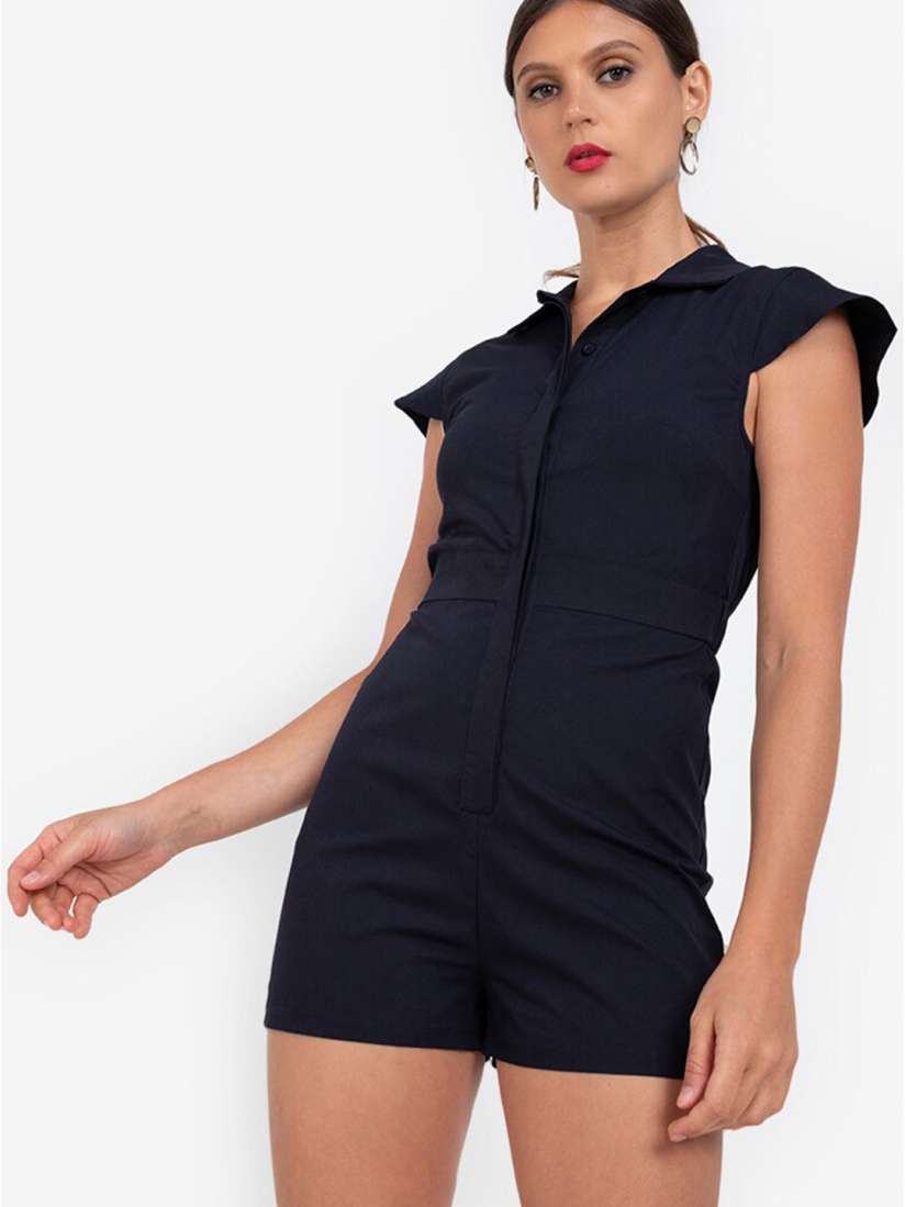 Buy ZALORA WORK Women Navy Blue Solid Playsuit Jumpsuit Jumpsuit for Women 16803246 Myntra