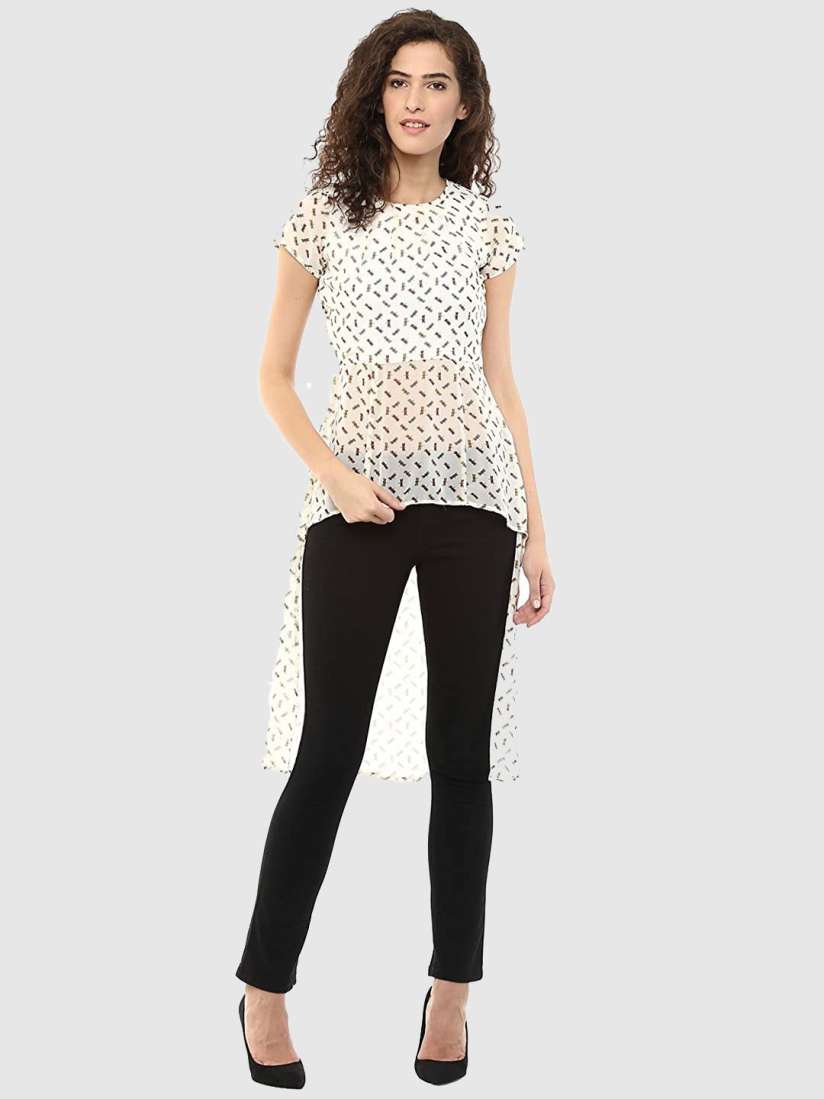 Buy Magnetic Designs Beige Red Conversational Print High Low Top Tops for Women 16805622 Myntra