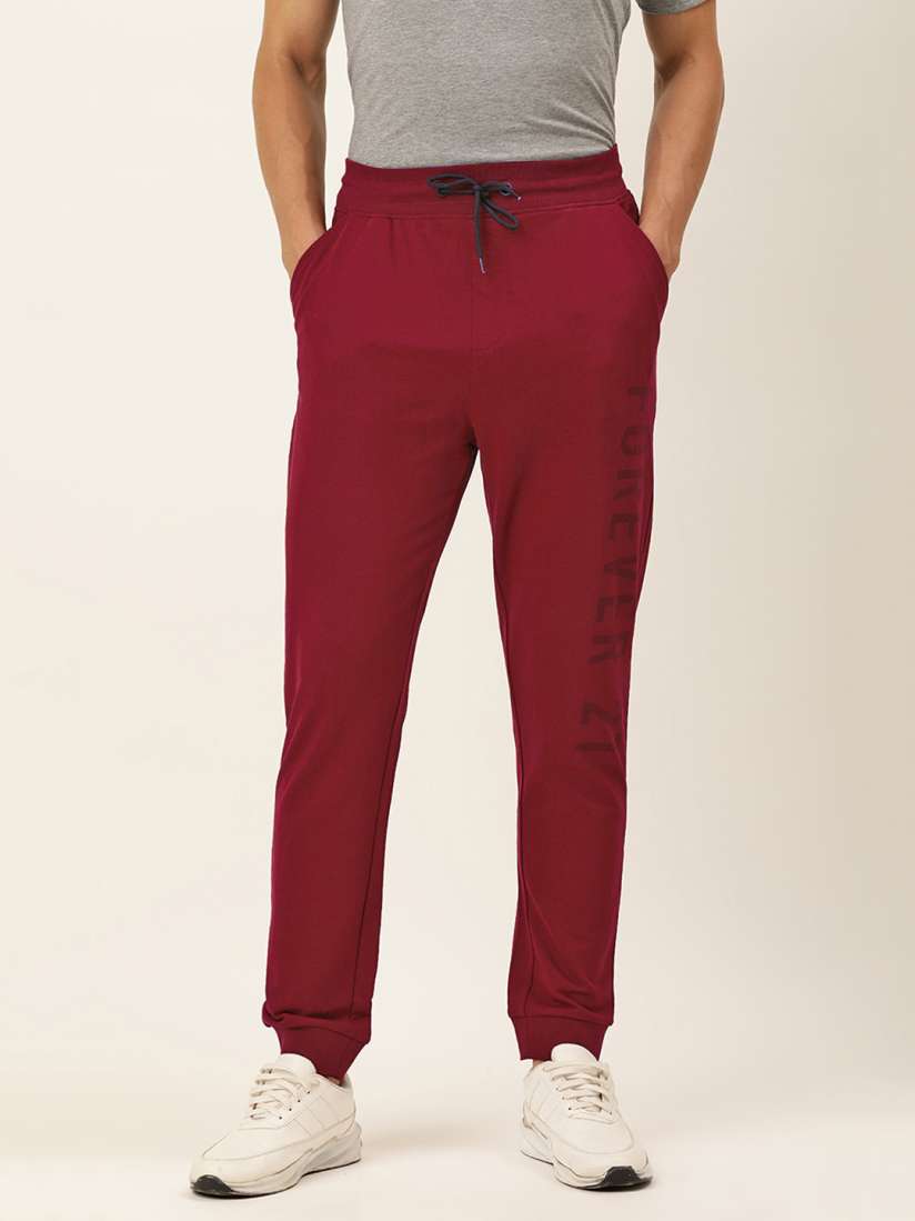 Buy FOREVER 21 Maroon Brand Logo Printed Active Sport Joggers Track Pant Track Pants for Men 16809298 Myntra
