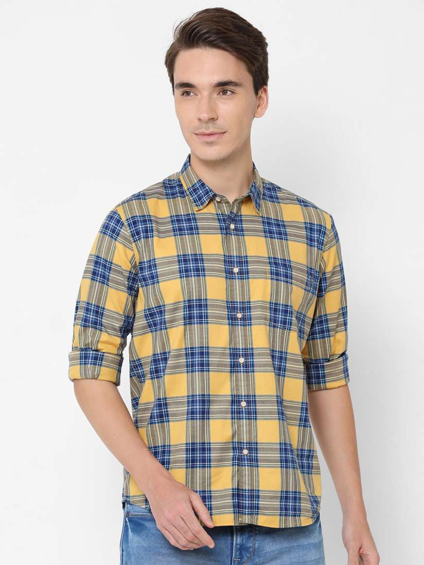 Yellow tartan jeans outlet