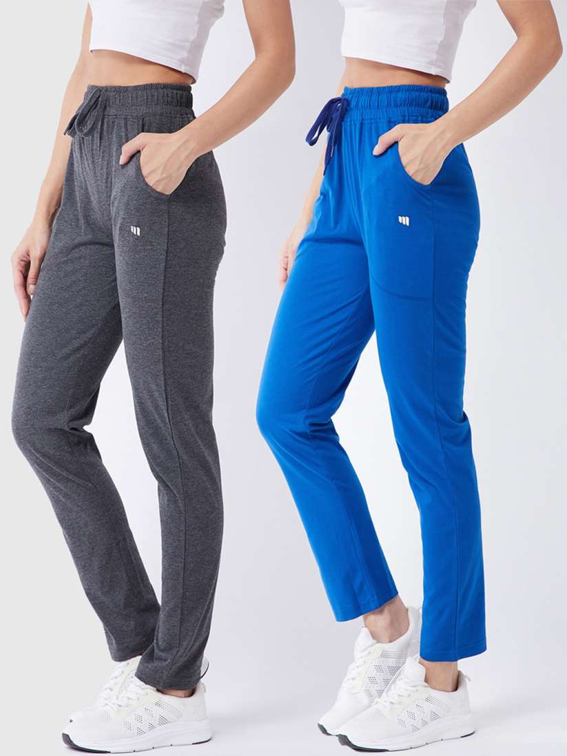 Buy Modeve Women Pack of 2 Blue Grey Solid Track Pants Track Pants for Women 16811666 Myntra