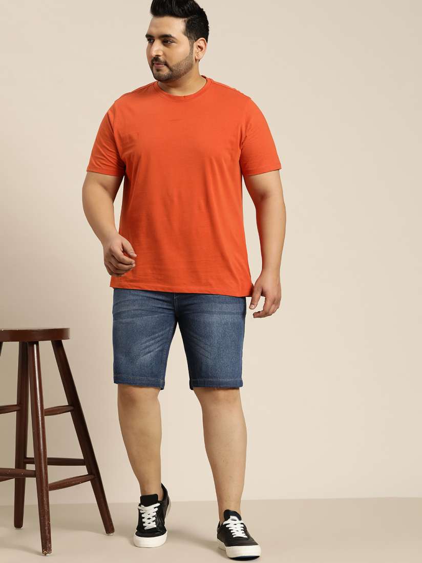 Plus size red denim shorts deals