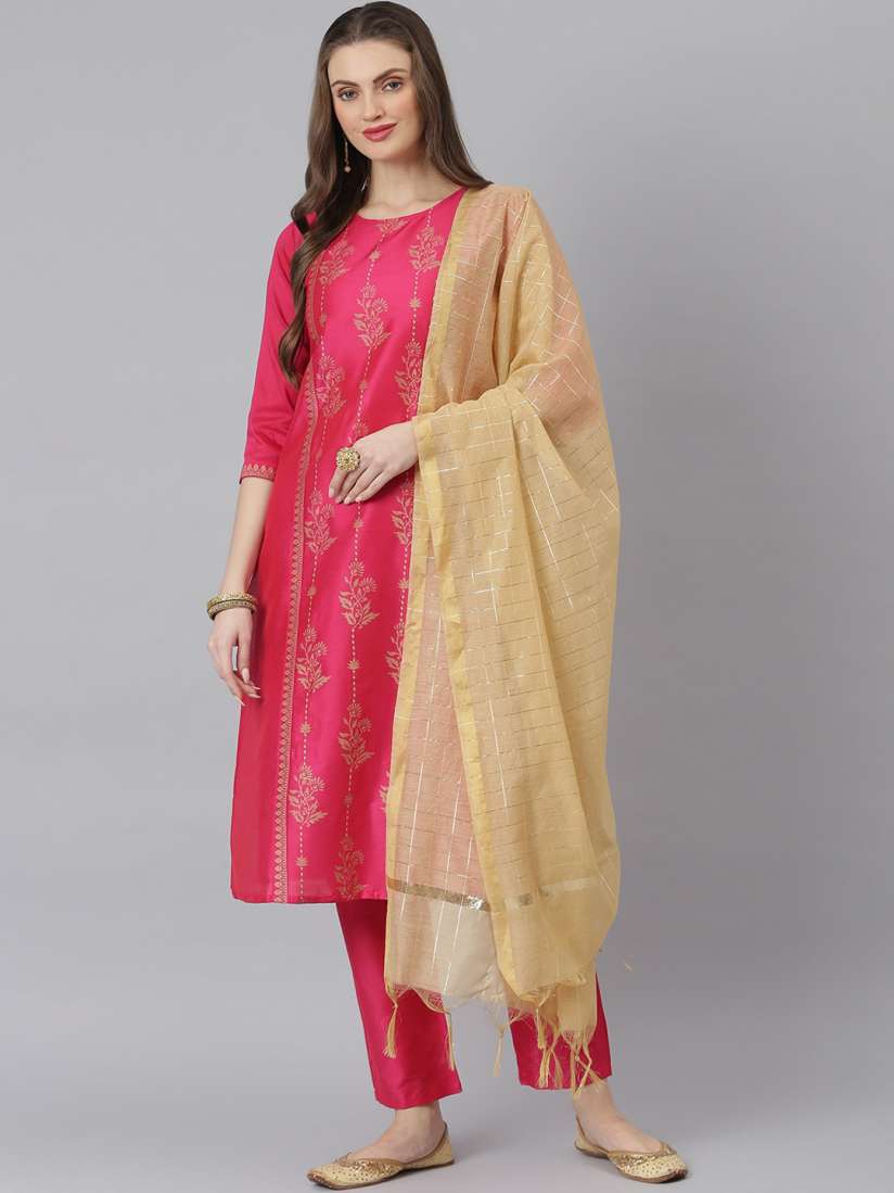 Buy Stylum Women Pink Layered Kurti with Trousers With Dupatta Kurta Sets for Women 16825602 Myntra
