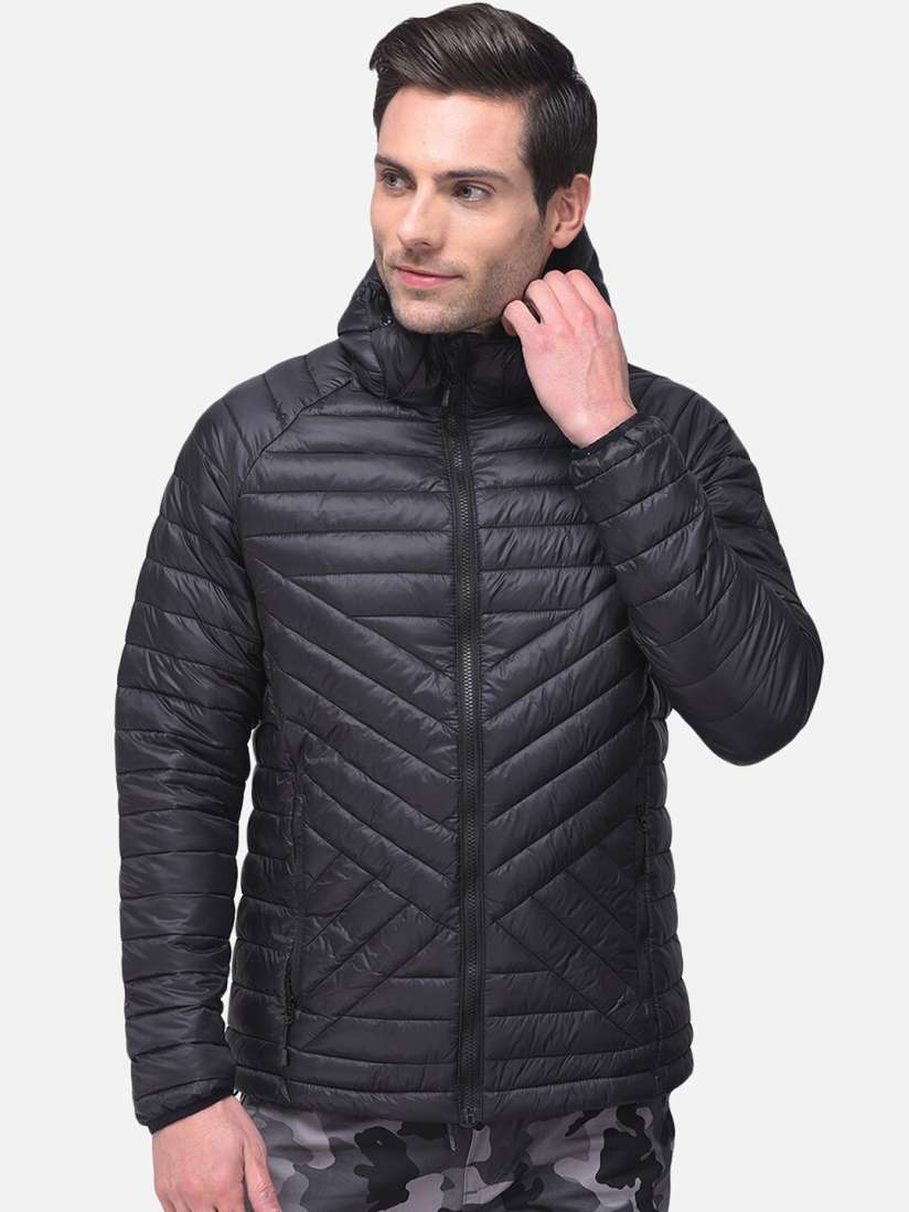 Buy Woodland Men Black Water Resistant Hooded Padded Jacket Jackets for Men 16829094 Myntra