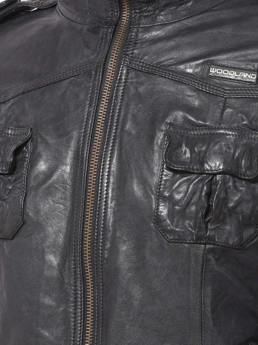 Leather jacket woodland price clearance