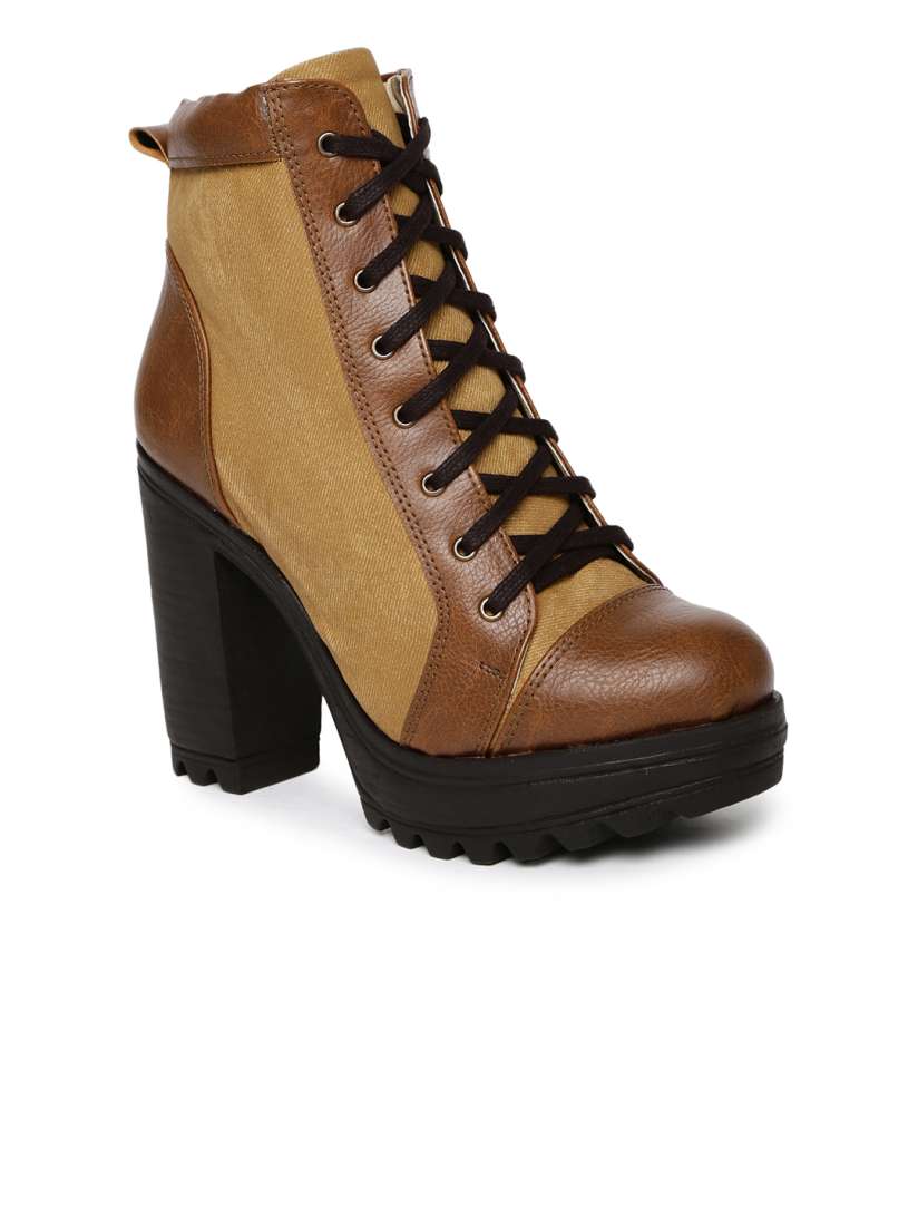 Buy Knotty Derby Women Brown Coloublocked Heeled Boots Boots for Women 1683013 Myntra