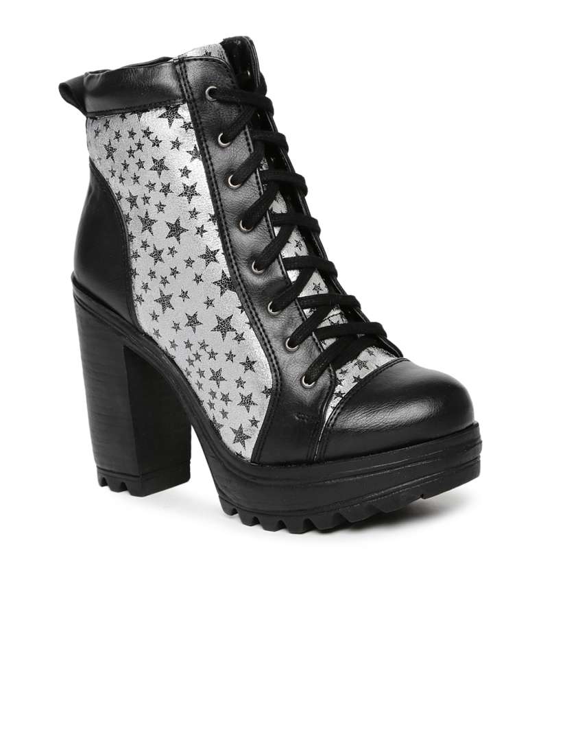 Buy Knotty Derby Women Black Printed Heeled Boots Boots for Women 1683015 Myntra