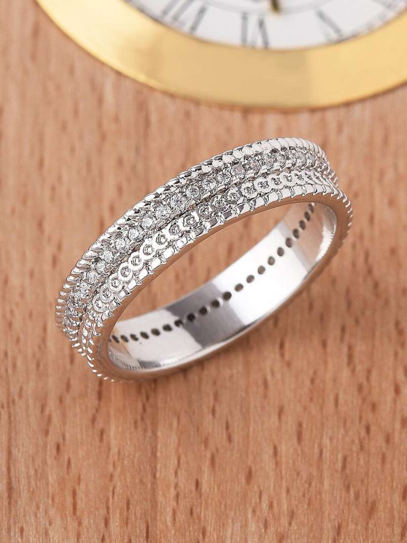 Buy Tistabene Textured Rhodium Plated Band Ring Ring for Women 16830788 Myntra