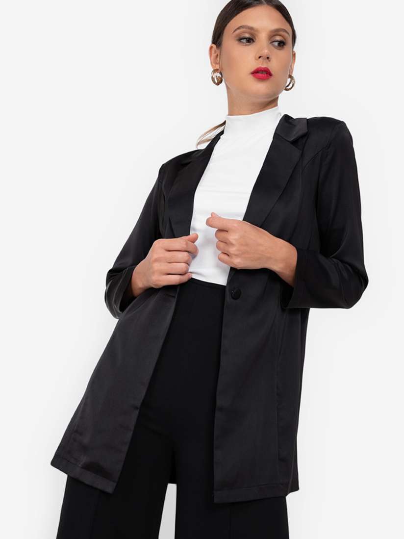 Buy ZALORA WORK Women Black Longline Tailored Jacket Jackets for Women 16833408 Myntra