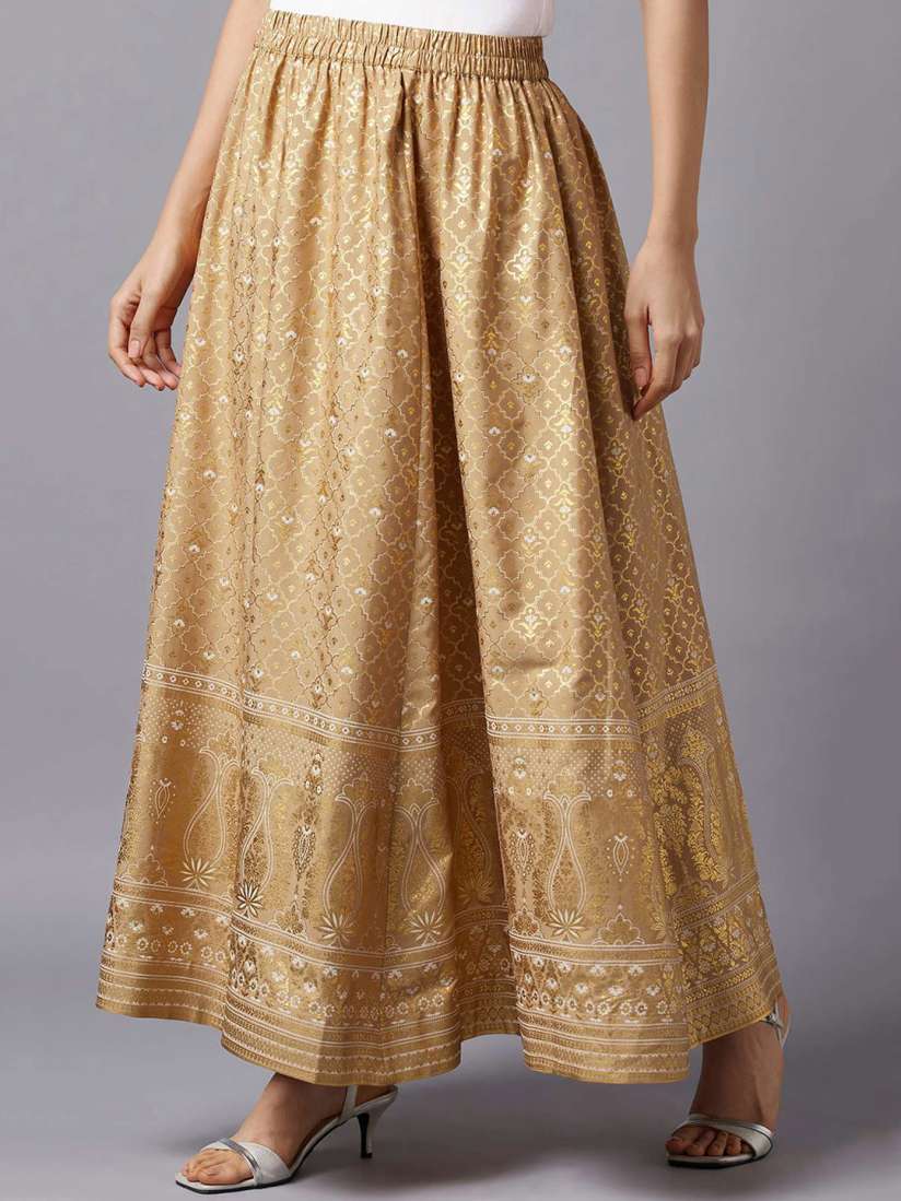 Long skirt golden colour top