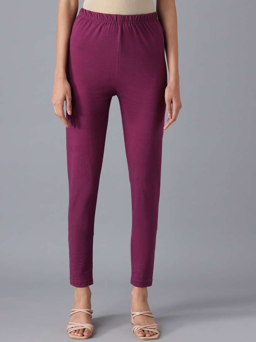Buy AURELIA Women Purple Solid Skinny Fit Ankle Length Leggings Leggings for Women 16834840 Myntra