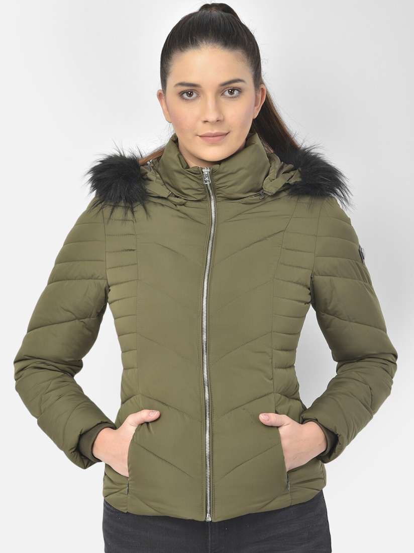 Buy Woods Women Olive Green Camouflage Water Resistant Bomber Jacket Jackets for Women 16835964 Myntra