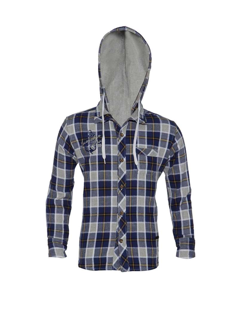 Buy lumber boy Boys Blue Grey Regular Fit Checked Hooded Casual Shirt Shirts for Boys 1683799 Myntra