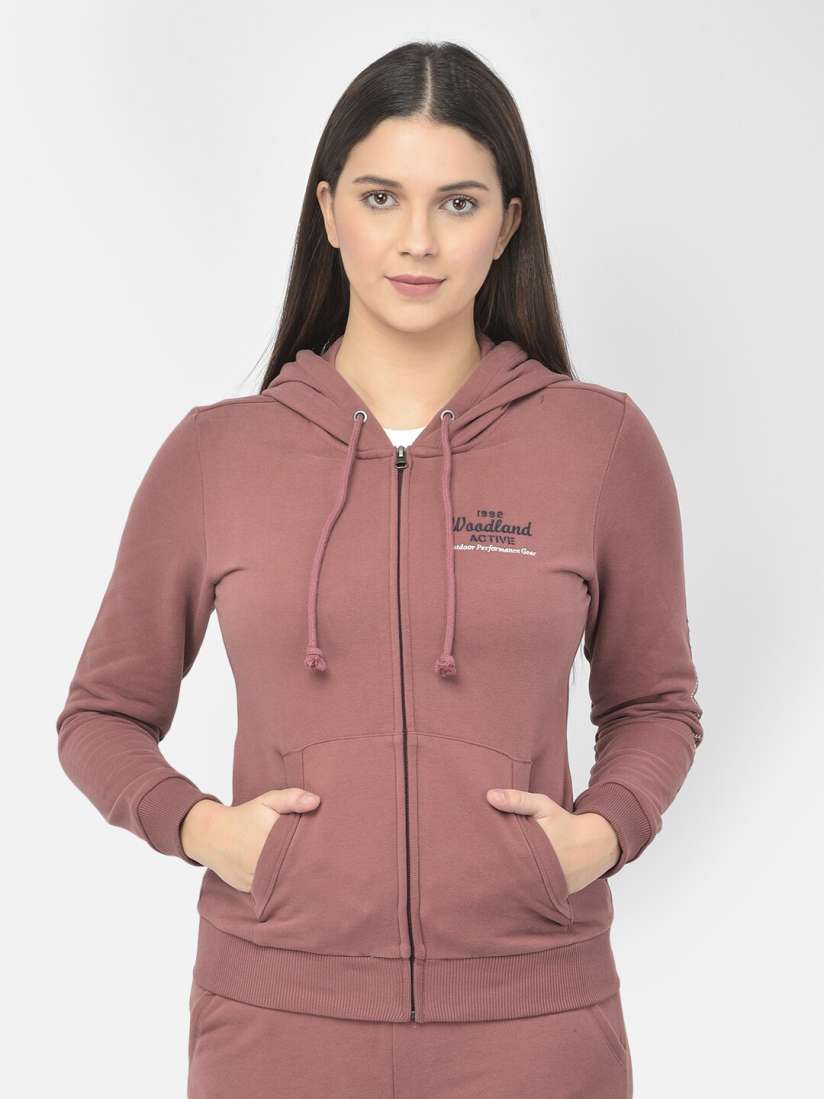 Buy Woodland Women Pink Solid Hooded Sweatshirt Sweatshirts for Women 16839828 Myntra