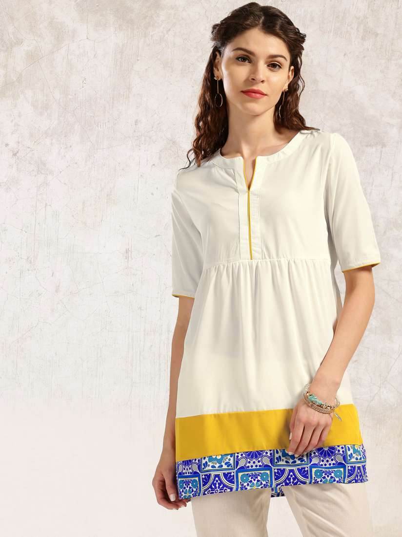 Buy Anouk Women Off White Solid A Line Kurti Kurtis for Women Myntra