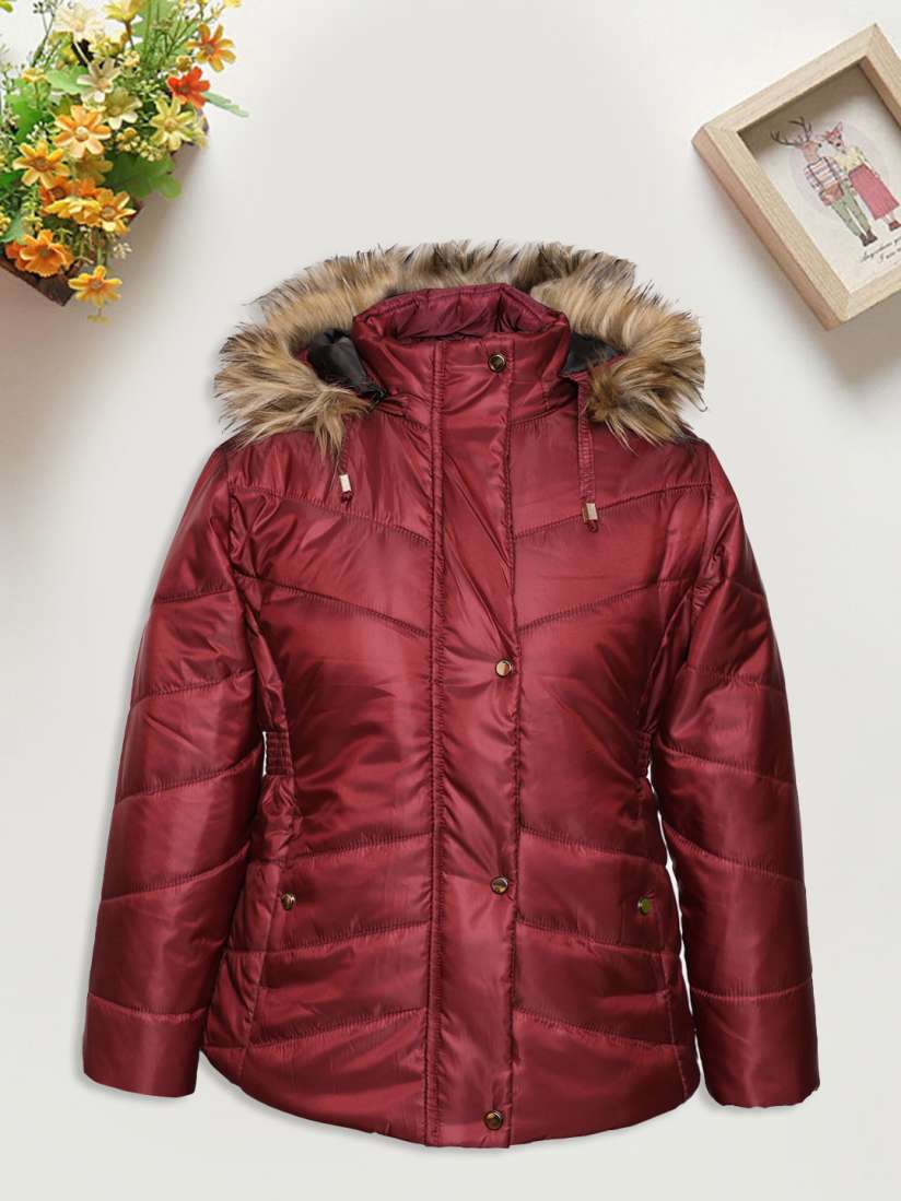 Buy LURE JUNIOR Girls Maroon Hooded Parka Jacket Jackets for Girls 16854828 Myntra