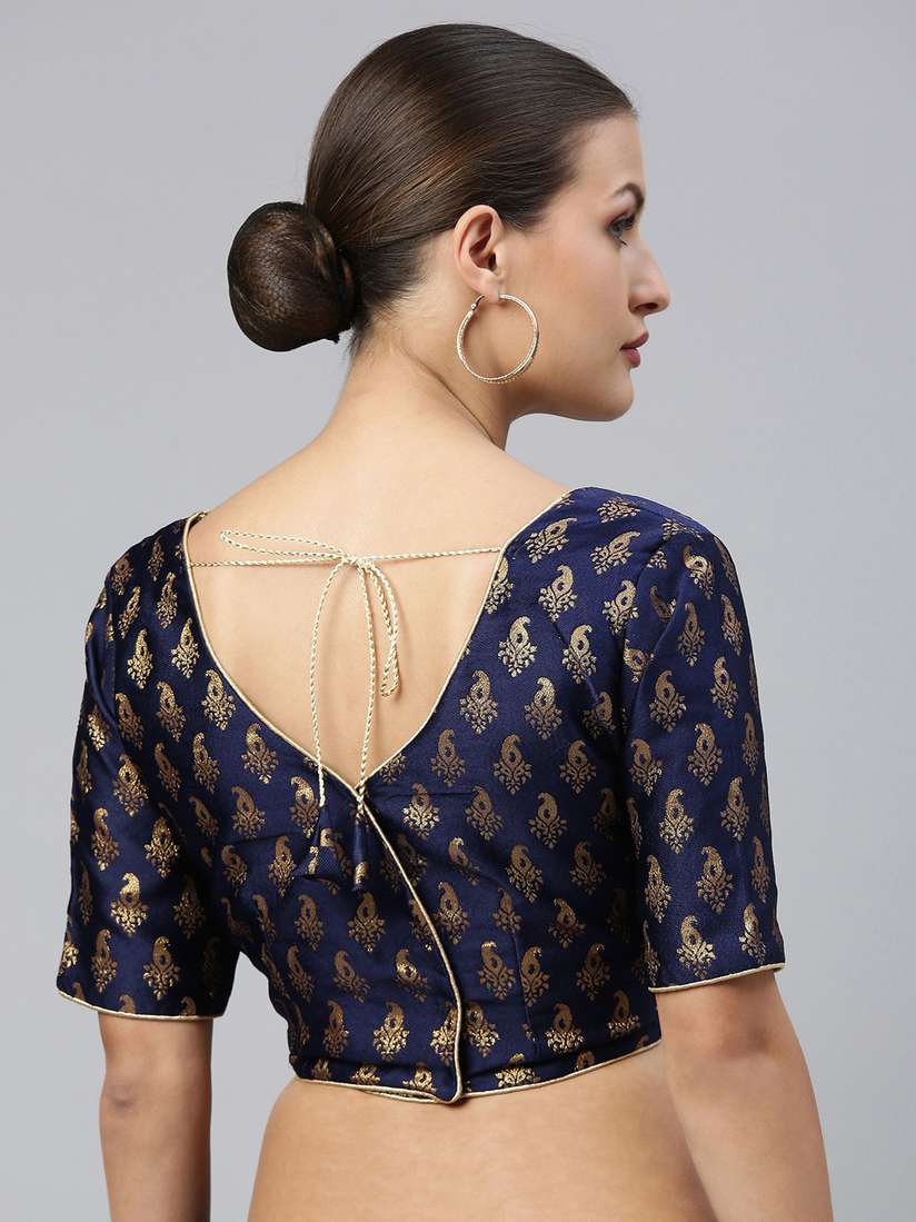 bluelea Back flare jacquard blouse