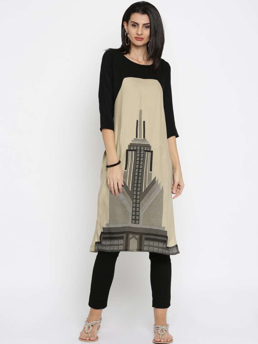Buy Soch Women Beige Printed Straight Kurta Kurtis for Women 1686397 Myntra