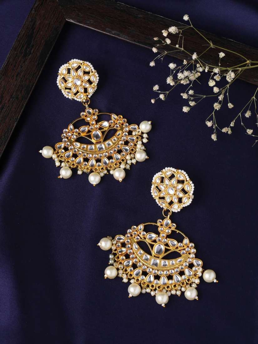 Buy VIRAASI Gold Toned Contemporary Chandbalis Earrings Earrings for Women 16868816 Myntra
