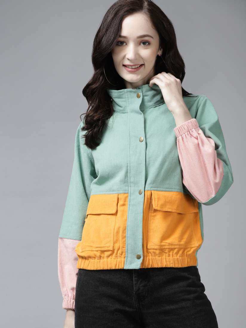 Green corduroy bomber jacket on sale
