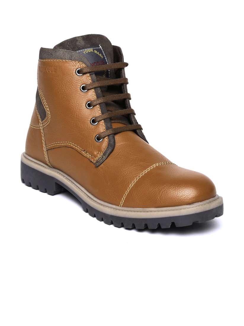 Buy Provogue Men Tan Brown Solid Mid Top Flat Boots Boots for Men 1687266 Myntra