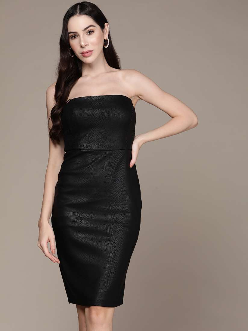 Buy bebe Midnight Black Animal Design Tube Dress Dresses for Women 16873726 Myntra