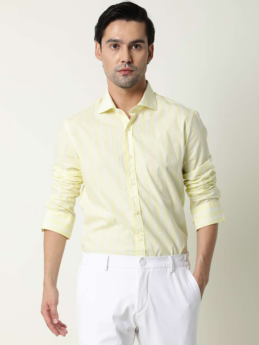 Rare Rabbit Yellow Striped Shirt Mens RARE RABBIT Men Lane Slim