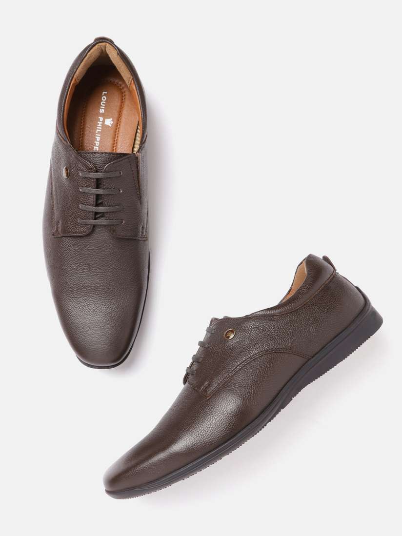Buy Louis Philippe Men Coffee Brown Solid Leather Formal Derbys Formal Shoes for Men 16877416 Myntra