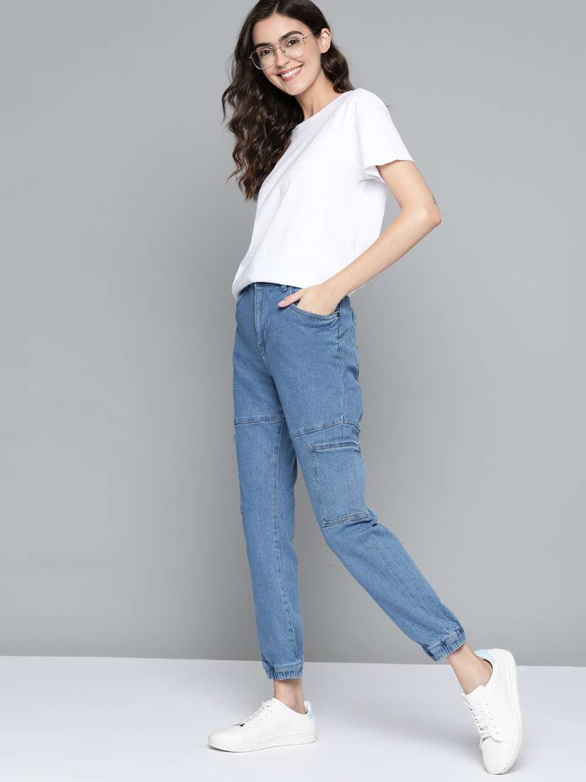 Joggers jeans for womens myntra discount