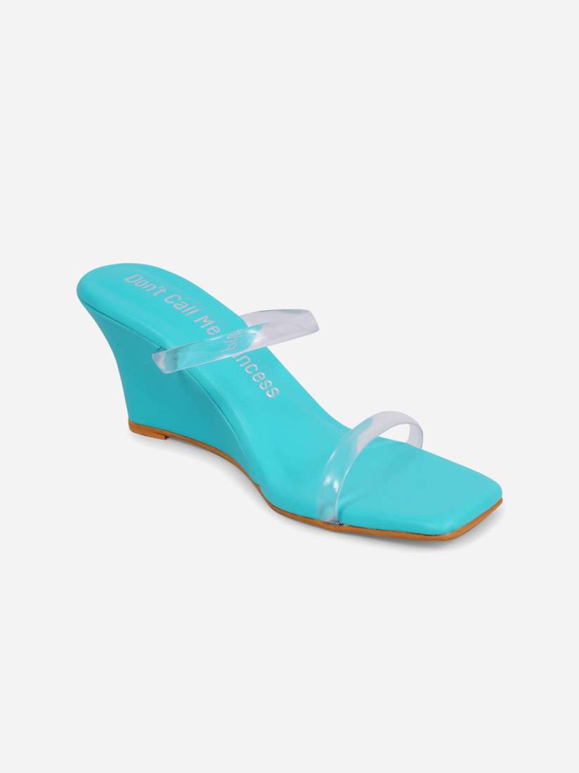 Buy Don t Call Me Princess Teal Wedge Sandals Heels for Women 16884428 Myntra