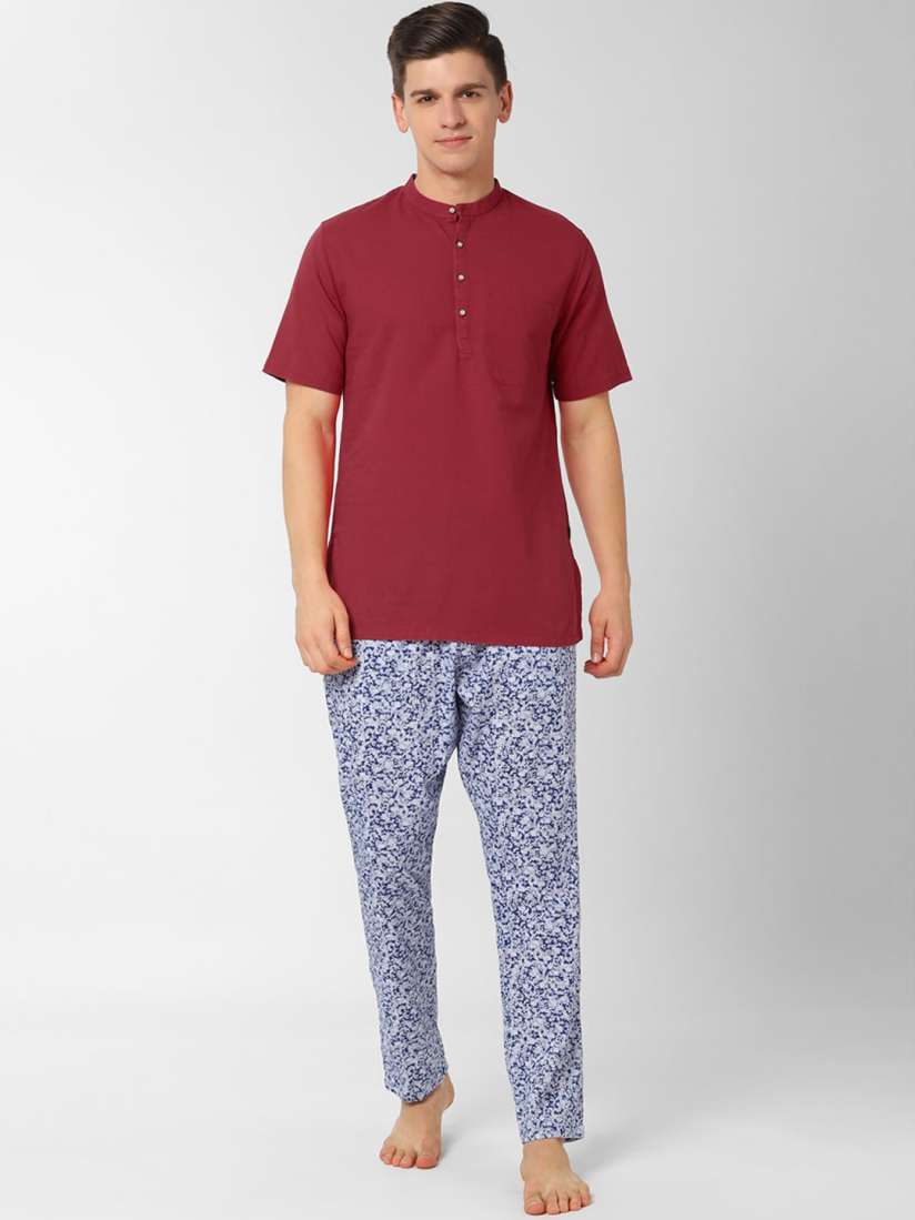 Buy Peter England Men Maroon Blue Night Suit Night suits for Men 16891718 Myntra