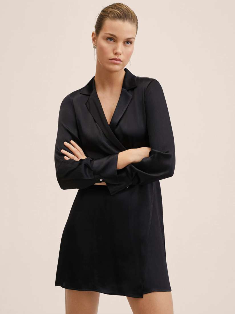 Mango black wrap dress deals