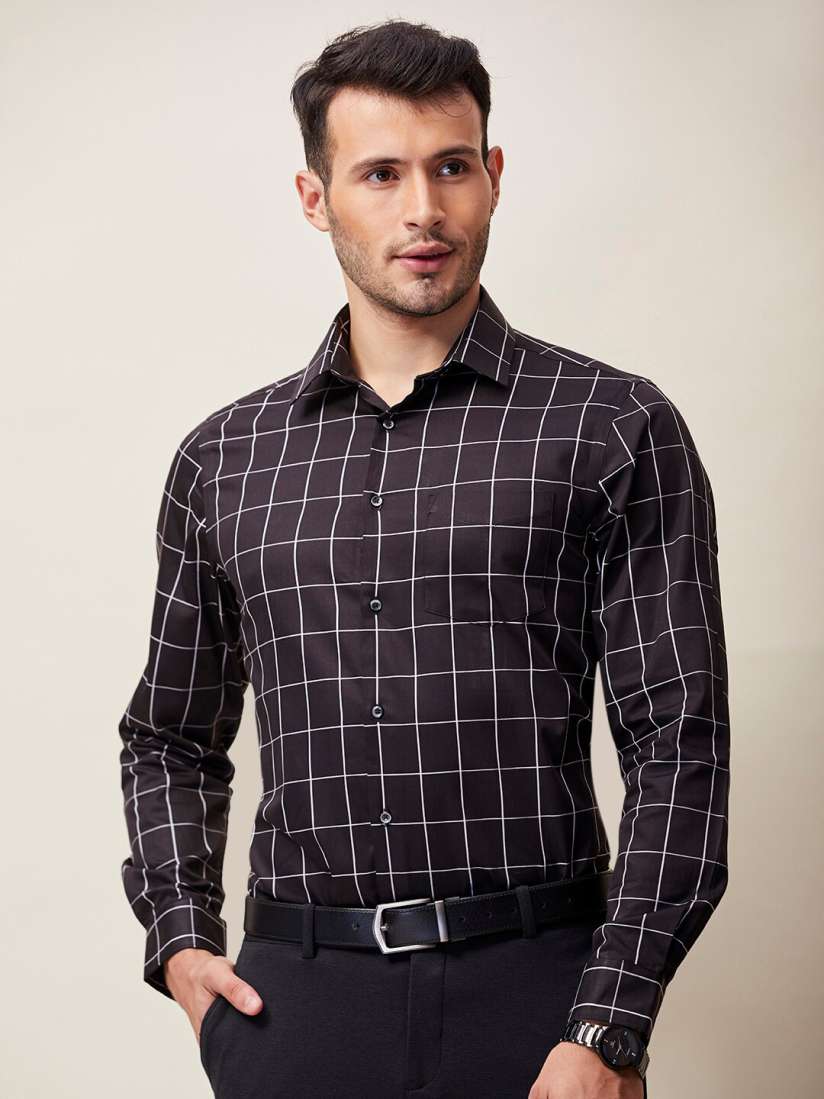 Buy J Hampstead Men Black Cotton Classic Slim Fit Windowpane Checks Checked Formal Shirt Shirts for Men 16908124 Myntra