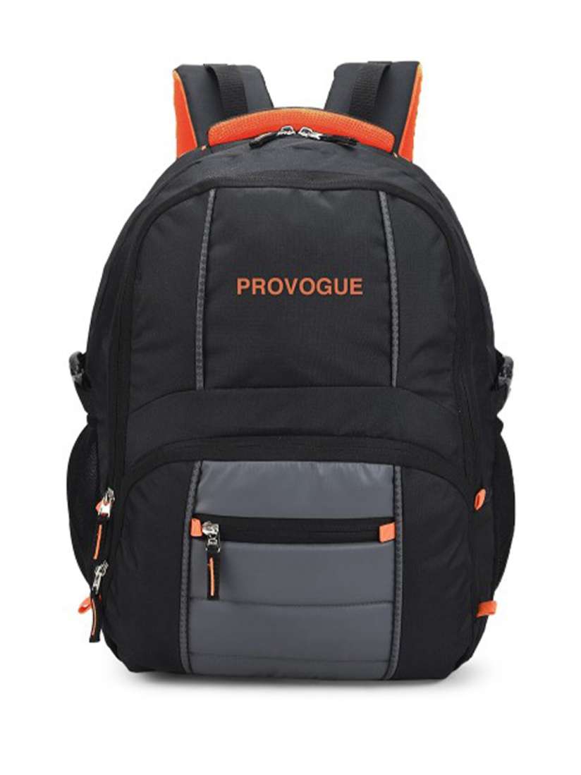 Buy Provogue Unisex Black Orange Brand Logo Backpack with Reflective Strip Backpacks for Unisex 16911140 Myntra