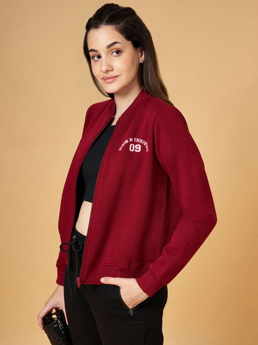 Buy Ajile by Pantaloons Women Maroon Mock Collar Bomber Jacket Jackets for Women 16911440 Myntra