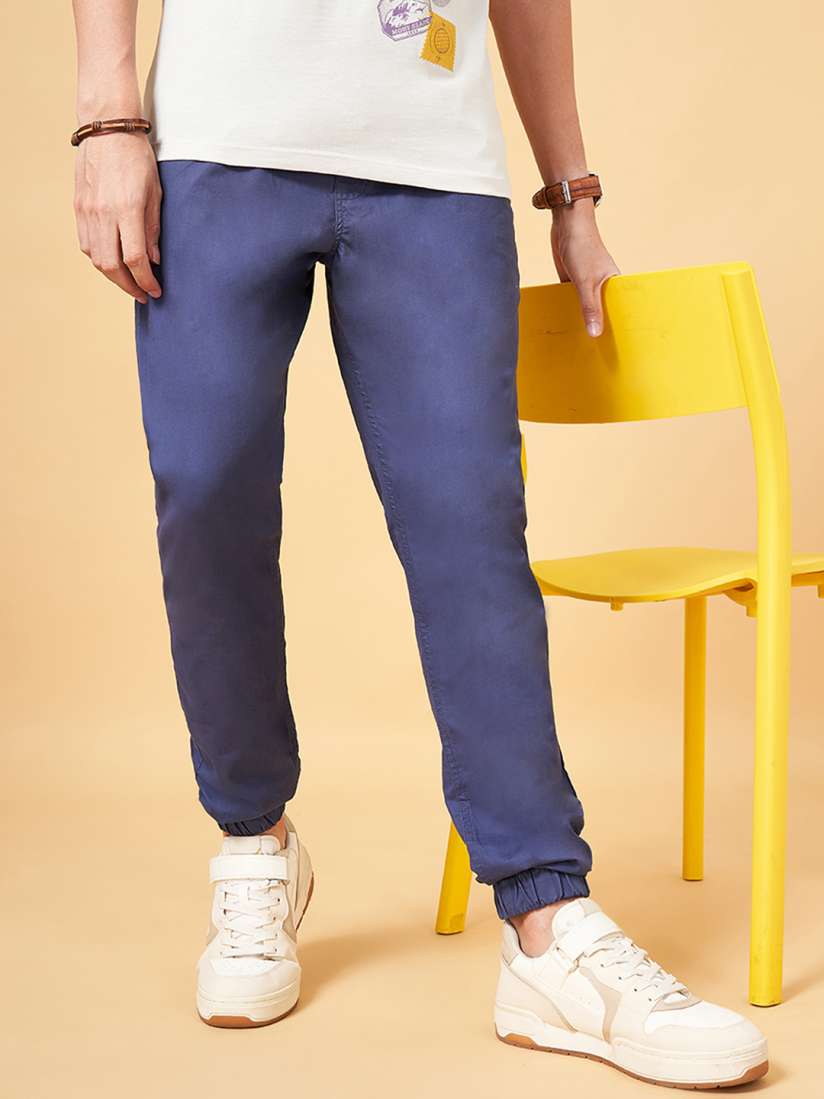 Buy Urban Ranger by pantaloons Men Blue Slim Fit Pure Cotton Joggers Trousers Trousers for Men 16912488 Myntra