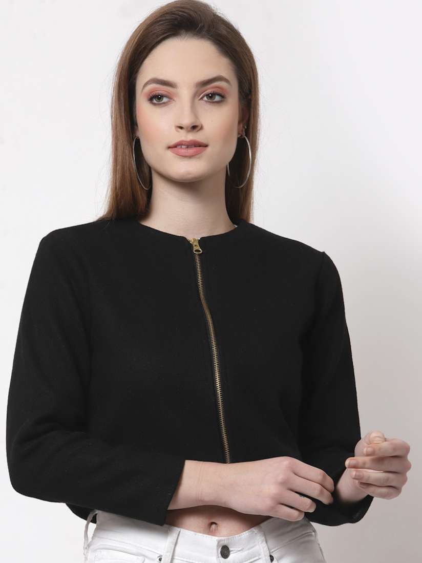 Buy Style Quotient Women Black Crop Woolen Jacket Jackets for Women 16918722 Myntra