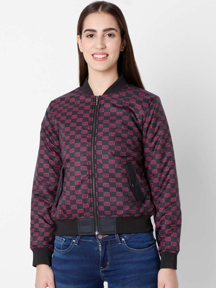 Buy SPYKAR Women Pink Black Printed Bomber Jacket Jackets for Women 16923336 Myntra