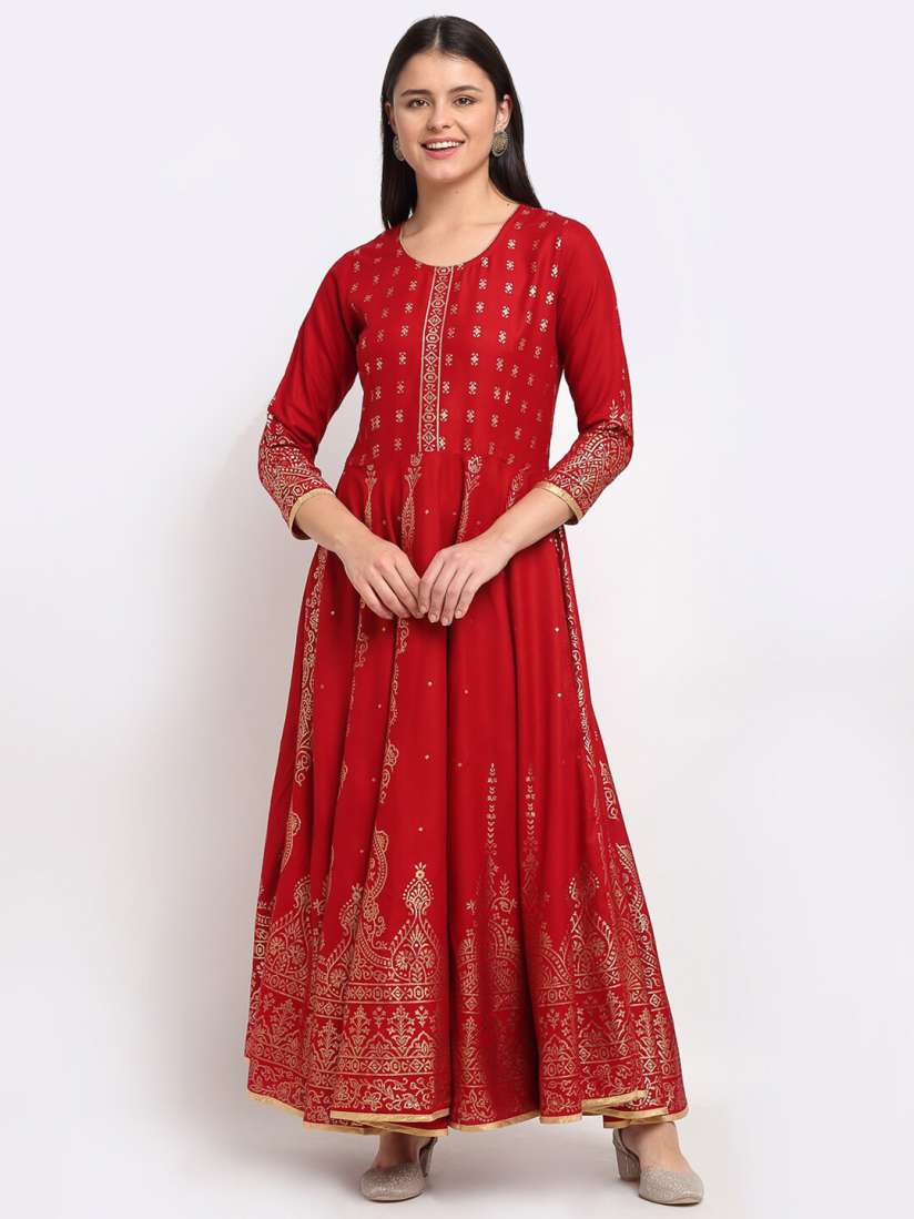 Buy Lovely Lady Women Maroon Ethnic Motifs Printed Ethnic Maxi Dress Ethnic Dresses for Women 16925786 Myntra