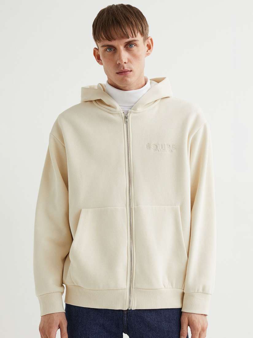 Zip Hoodie White Hoodie Mens H&m Regular Fit Zip-through