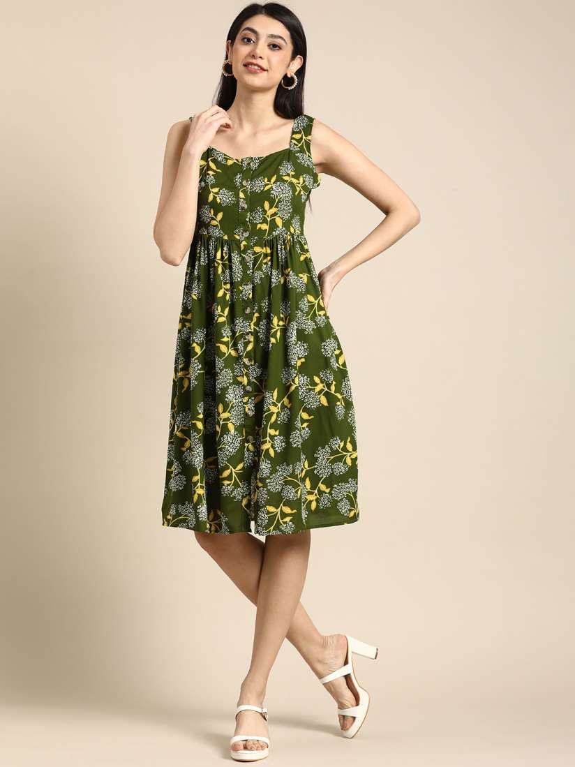 Buy all about you Tropical Printed Sleeveless Fit And Flare Ethnic Dress Dresses for Women 16931874 Myntra