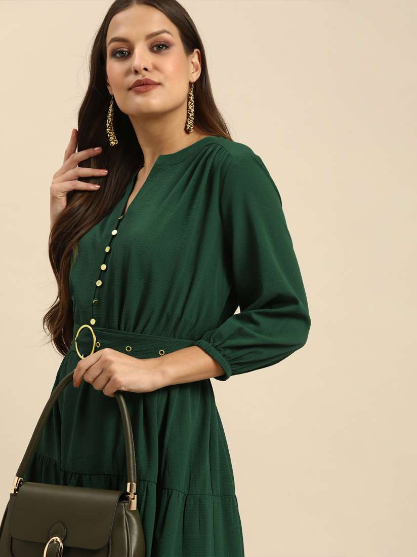 Emerald green casual dress deals